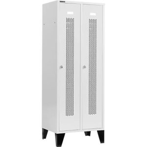 Schäfer Shop Select Kleiderspind, mit gelochten Streifen, 2 Abteile, 400 mm, mit Füßen, Drehriegelverschluss, Tür lichtgrau Schäfer Shop Select Kleiderspind, mit gelochten Streifen, 2 Abteile, 400 mm, mit Füßen, Drehriegelverschluss, Tür lichtgrau