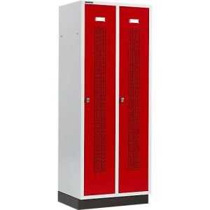 Schäfer Shop Select Kleiderspind, mit gelochten Streifen, 2 Abteile, 400 mm, mit Sockel, Drehriegelverschluss, Tür rubinrot Schäfer Shop Select Kleiderspind, mit gelochten Streifen, 2 Abteile, 400 mm, mit Sockel, Drehriegelverschluss, Tür rubinrot