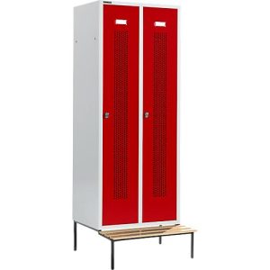 Schäfer Shop Select Kleiderspind, mit Sitzbank, 2 Abteile, 400 mm, Drehriegelverschluss, Tür rubinrot Schäfer Shop Select Kleiderspind, mit Sitzbank, 2 Abteile, 400 mm, Drehriegelverschluss, Tür rubinrot
