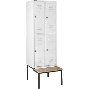 Schäfer Shop Select Kleiderspind, mit Sitzbank, 2×2 Abteile, 400 mm, Drehriegelverschluss, lichtgrau/lichtgrau Schäfer Shop Select Kleiderspind, mit Sitzbank, 2×2 Abteile, 400 mm, Drehriegelverschluss, lichtgrau/lichtgrau