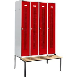 Schäfer Shop Select Kleiderspind, mit Sitzbank, 4 Abteile, 300 mm, Drehriegelverschluss, Tür rubinrot Schäfer Shop Select Kleiderspind, mit Sitzbank, 4 Abteile, 300 mm, Drehriegelverschluss, Tür rubinrot