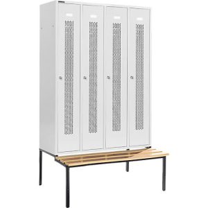 Schäfer Shop Select Kleiderspind, mit Sitzbank, 4 Abteile, 300 mm, Zylinderschloss, Tür lichtgrau Schäfer Shop Select Kleiderspind, mit Sitzbank, 4 Abteile, 300 mm, Zylinderschloss, Tür lichtgrau