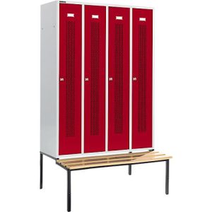 Schäfer Shop Select Kleiderspind, mit Sitzbank, 4 Abteile, 300 mm, Zylinderschloss, Tür rubinrot Schäfer Shop Select Kleiderspind, mit Sitzbank, 4 Abteile, 300 mm, Zylinderschloss, Tür rubinrot
