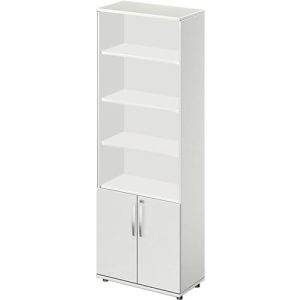 Schäfer Shop Select Kombischrank LOGIN, oben 4 Regale, unten 2 Ordnerhöhen mit Türen, B 800 x T 420 x H 2240 mm, lichtgrau/lichtgrau Schäfer Shop Select Kombischrank LOGIN, oben 4 Regale, unten 2 Ordnerhöhen mit Türen, B 800 x T 420 x H 2240 mm, lichtgrau/lichtgrau