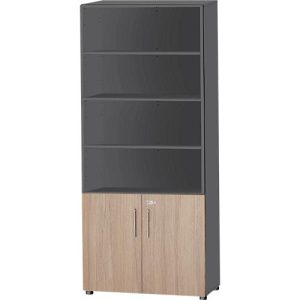 Schäfer Shop Select Kombischrank Start Off, 6 OH, 2 OH mit Tür, abschließbar, B 800 x T 420 x H 2240 mm, graphit/Eiche-Dekor Schäfer Shop Select Kombischrank Start Off, 6 OH, 2 OH mit Tür, abschließbar, B 800 x T 420 x H 2240 mm, graphit/Eiche-Dekor