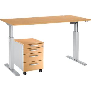 Schäfer Shop Select Komplettset Schreibtisch und Rollcontainer ERGO-T, einstufig höhenverstellbar, Tisch B 1600 mm, Buche-Dekor Schäfer Shop Select Komplettset Schreibtisch und Rollcontainer ERGO-T, einstufig höhenverstellbar, Tisch B 1600 mm, Buche-Dekor