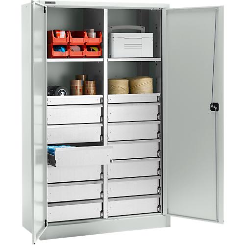 Schäfer Shop Select Materialschrank MS 2512, mit 14 Schubladen, B 1200 x T 500 x H 1935 mm, Feinblech, lichtgrau