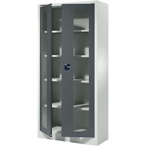Schäfer Shop Select Mehrzweckschrank MSI-ST 2409, mit Sichtfenster, 4 Zwischenböden, B 950 x T 400 x H 1935 mm, Stahl & ESG-Glasscheiben, lichtgrau/anthrazitgrau Schäfer Shop Select Mehrzweckschrank MSI-ST 2409, mit Sichtfenster, 4 Zwischenböden, B 950 x T 400 x H 1935 mm, Stahl & ESG-Glasscheiben, lichtgrau/anthrazitgrau