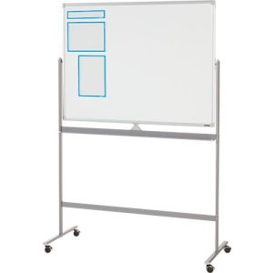 Schäfer Shop Select Mobiles Whiteboard, 2-seitig nutzbar, weiß lackiert, drehbare Tafel, 4 Lenkrollen, H 900 x B 1200 mm + 3-teiliges Magnetrahmenset Schäfer Shop Select Mobiles Whiteboard, 2-seitig nutzbar, weiß lackiert, drehbare Tafel, 4 Lenkrollen, H 900 x B 1200 mm + 3-teiliges Magnetrahmenset