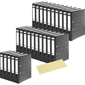Schäfer Shop Select Ordner, A4, Rückenbreite 50 mm, Qualitäts-Hebelmechanik, Griffloch, 25 Stück ,schwarz + gratis Trennstreifen, gelb, 100 Stück Schäfer Shop Select Ordner, A4, Rückenbreite 50 mm, Qualitäts-Hebelmechanik, Griffloch, 25 Stück ,schwarz + gratis Trennstreifen, gelb, 100 Stück