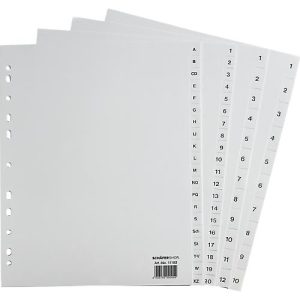 Schäfer Shop Select Ordner-Register, Überbreite, Zahlen 1-20, grau