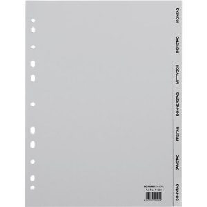 Schäfer Shop Select Ordnerregister, für DIN A4, kalendarisch, Mon-Son, 7 Fächer, Polypropylen, grau