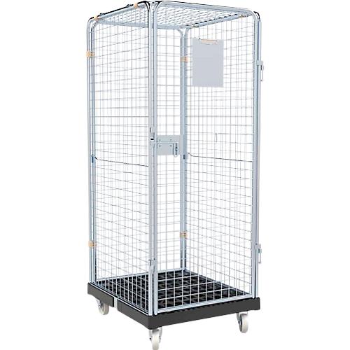 Schäfer Shop Select Rollbox ADB BASICline, 5-seitig, mit Tür, ohne Zwischenboden, bis 500 kg, Lenk- & Bockrollen, L 724 x B 815 x H 1810 mm, Stahl & Recycling-HDPE