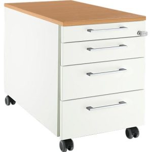 Schäfer Shop Select Rollcontainer 1233, 3 Schübe & 1 Utensilienauszug, Griff eckig, weiß/Buche-Dekor Schäfer Shop Select Rollcontainer 1233, 3 Schübe & 1 Utensilienauszug, Griff eckig, weiß/Buche-Dekor