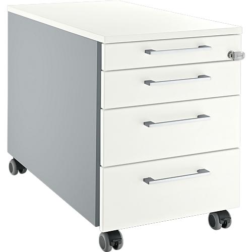Schäfer Shop Select Rollcontainer 1233, mit Griff eckig, weißalu/weiß