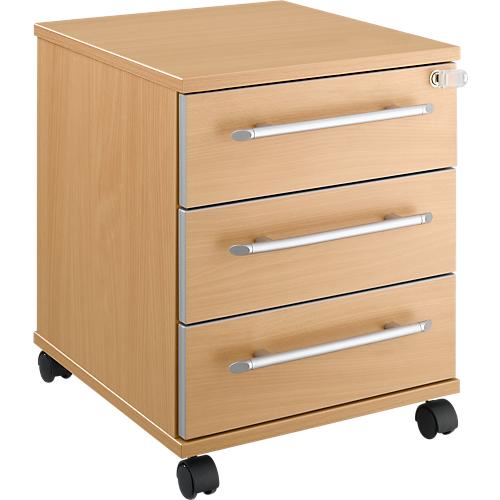 Schäfer Shop Select Rollcontainer Moxxo IQ 333, 3 Schübe, B 410 x T 495 x H 510 mm, abschließbar, Buche-Dekor