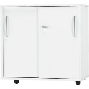Schäfer Shop Select Schiebetürenschrank LOGIN, 2 Ordnerhöhen, B 800 x T 420 x H 788 mm, weiß/weiß