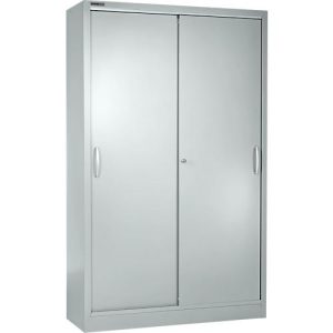 Schäfer Shop Select Schiebetürenschrank MS iCONOMY, Stahl, 5 Ordnerhöhen, B 1200 x T 400 x H 1935 mm, weißaluminium RAL 9006