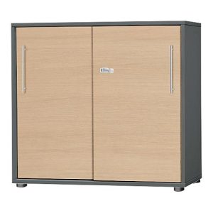 Schäfer Shop Select Schiebetürenschrank Start Off, 2 OH, abschließbar, B 800 x T 420 x H 788 mm, Holz, graphit/ahorn