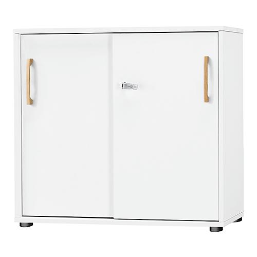 Schäfer Shop Select Schiebetürenschrank Start Off Wood, 2 OH, abschließbar, Holz, B 800 x T 420 x H 788 mm, weiß