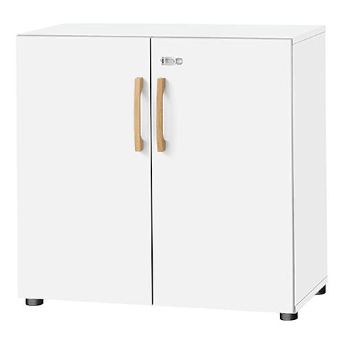 Schäfer Shop Select Schrank Start Off Wood, 2 OH, abschließbar, B 800 x T 420 x H 788 mm, Holz, weiß