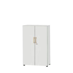 Schäfer Shop Select Schrank Start Off Wood, 4 OH, abschließbar, B 800 x T 420 x H 1514 mm, Holz, lichtgrau