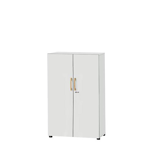 Schäfer Shop Select Schrank Start Off Wood, 4 OH, abschließbar, B 800 x T 420 x H 1514 mm, Holz, lichtgrau