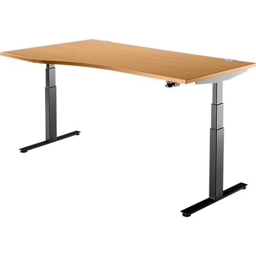 Schäfer Shop Select Schreibtisch DRIVE UP 2, elektrisch höhenverstellbar, Freiform, Ansatz links, T-Fuß, B 1800 mm, Buche/schwarz
