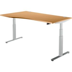Schäfer Shop Select Schreibtisch DRIVE UP 2, elektrisch höhenverstellbar, Freiform, Ansatz links, T-Fuß, B 1800 mm, Buche/weißalu Schäfer Shop Select Schreibtisch DRIVE UP 2, elektrisch höhenverstellbar, Freiform, Ansatz links, T-Fuß, B 1800 mm, Buche/weißalu