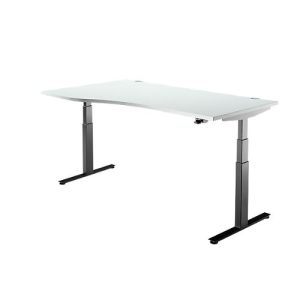 Schäfer Shop Select Schreibtisch DRIVE UP 2, elektrisch höhenverstellbar, Freiform, Ansatz links, T-Fuß, B 1800 mm, lichtgrau/schwarz Schäfer Shop Select Schreibtisch DRIVE UP 2, elektrisch höhenverstellbar, Freiform, Ansatz links, T-Fuß, B 1800 mm, lichtgrau/schwarz