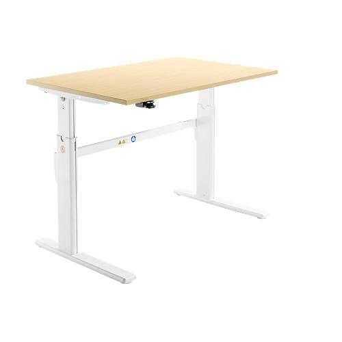 Schäfer Shop Select Schreibtisch, elektrisch höhenverstellbar, Rechteck, C-Fuß, B 1200 x T 800 x H 725-1185 mm, Ahorn/weiß