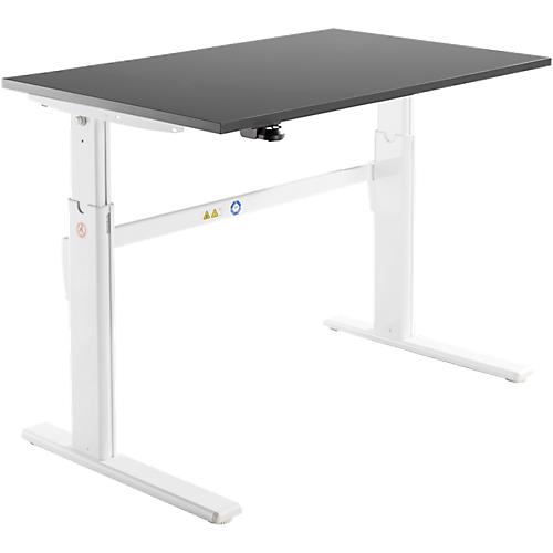 Schäfer Shop Select Schreibtisch, elektrisch höhenverstellbar, Rechteck, C-Fuß, B 1200 x T 800 x H 725-1185 mm, graphit/weiß
