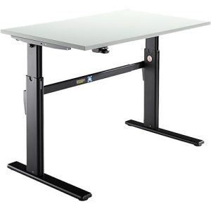 Schäfer Shop Select Schreibtisch, elektrisch höhenverstellbar, Rechteck, C-Fuß, B 1200 x T 800 x H 725-1185 mm, lichtgrau/schwarz Schäfer Shop Select Schreibtisch, elektrisch höhenverstellbar, Rechteck, C-Fuß, B 1200 x T 800 x H 725-1185 mm, lichtgrau/schwarz