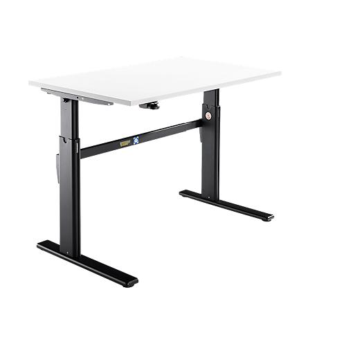 Schäfer Shop Select Schreibtisch, elektrisch höhenverstellbar, Rechteck, C-Fuß, B 1200 x T 800 x H 725-1185 mm, weiß/schwarz