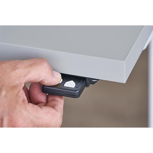 Schäfer Shop Select Schreibtisch, elektrisch höhenverstellbar, Rechteck, C-Fuß, B 1600 x T 800 x H 725-1185 mm, Ahorn/weiß