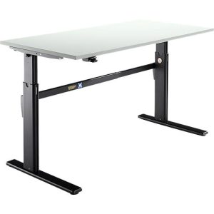 Schäfer Shop Select Schreibtisch, elektrisch höhenverstellbar, Rechteck, C-Fuß, B 1600 x T 800 x H 725-1185 mm, lichtgrau/schwarz Schäfer Shop Select Schreibtisch, elektrisch höhenverstellbar, Rechteck, C-Fuß, B 1600 x T 800 x H 725-1185 mm, lichtgrau/schwarz