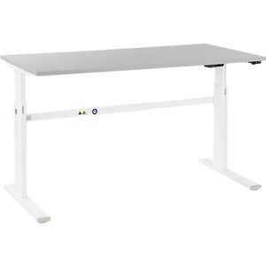 Schäfer Shop Select Schreibtisch, elektrisch höhenverstellbar, Rechteck, C-Fuß, B 1600 x T 800 x H 725-1185 mm, lichtgrau/weiß Schäfer Shop Select Schreibtisch, elektrisch höhenverstellbar, Rechteck, C-Fuß, B 1600 x T 800 x H 725-1185 mm, lichtgrau/weiß