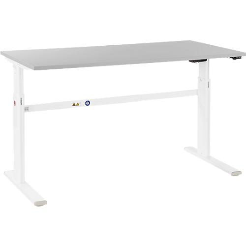 Schäfer Shop Select Schreibtisch, elektrisch höhenverstellbar, Rechteck, C-Fuß, B 1600 x T 800 x H 725-1185 mm, lichtgrau/weiß