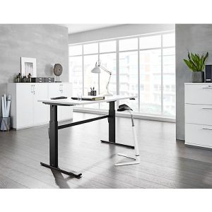 Schäfer Shop Select Schreibtisch, elektrisch höhenverstellbar, Rechteck, C-Fuß, B 1600 x T 800 x H 725-1185 mm, weiß/schwarz Schäfer Shop Select Schreibtisch, elektrisch höhenverstellbar, Rechteck, C-Fuß, B 1600 x T 800 x H 725-1185 mm, weiß/schwarz