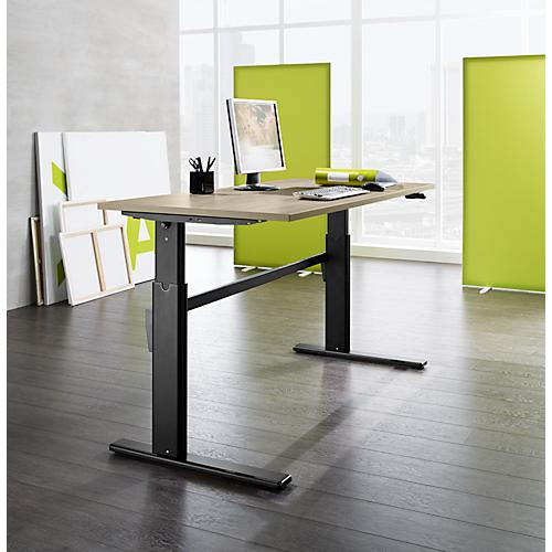 Schäfer Shop Select Schreibtisch, elektrisch höhenverstellbar, Rechteck, C-Fuß, B 1600 x T 800 x H 725-1185 mm, Wildeiche/schwarz