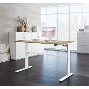 Schäfer Shop Select Schreibtisch, elektrisch höhenverstellbar, Rechteck, C-Fuß, B 1600 x T 800 x H 725-1185 mm, Wildeiche/weiß Schäfer Shop Select Schreibtisch, elektrisch höhenverstellbar, Rechteck, C-Fuß, B 1600 x T 800 x H 725-1185 mm, Wildeiche/weiß