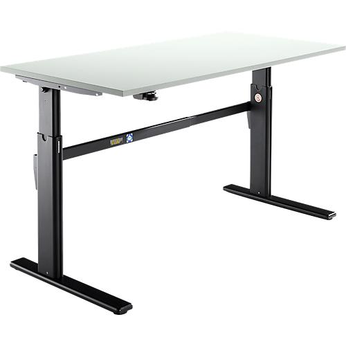 Schäfer Shop Select Schreibtisch, elektrisch höhenverstellbar, Rechteck, C-Fuß, B 1800 x T 800 x H 725-1185 mm, lichtgrau/schwarz