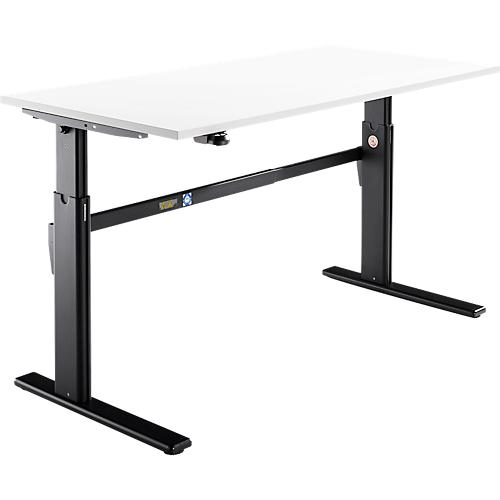 Schäfer Shop Select Schreibtisch, elektrisch höhenverstellbar, Rechteck, C-Fuß, B 1800 x T 800 x H 725-1185 mm, weiß/schwarz