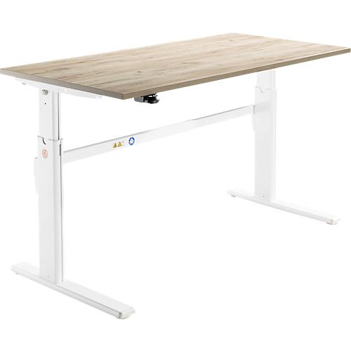 Schäfer Shop Select Schreibtisch, elektrisch höhenverstellbar, Rechteck, C-Fuß, B 1800 x T 800 x H 725-1185 mm, Wildeiche/weiß