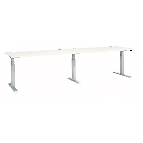 Schäfer Shop Select Schreibtisch ERGO-T 2.0 Big, elektr. höhenverstellbar, Rechteck, T-Fuß, B 3200 x T 800 x H 640-1300 mm, weiß/weißalu