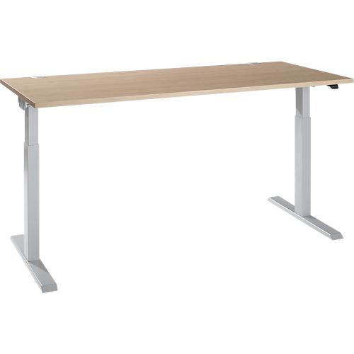 Schäfer Shop Select Schreibtisch ERGO-T 2.0, elektrisch höhenverstellbar, Rechteck, T-Fuß, B 1800 x T 800 x H 715-1205 mm, Eiche/weißalu