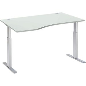Schäfer Shop Select Schreibtisch ERGO-T, elektrisch höhenverstellbar, Freiform, Ansatz links, T-Fuß, B 1800 x H 725-1185 mm, lichtgrau/weißalu Schäfer Shop Select Schreibtisch ERGO-T, elektrisch höhenverstellbar, Freiform, Ansatz links, T-Fuß, B 1800 x H 725-1185 mm, lichtgrau/weißalu