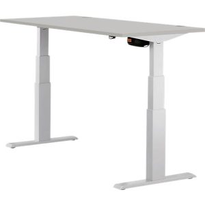 Schäfer Shop Select Schreibtisch ERGO-T, elektrisch höhenverstellbar, Rechteck, T-Fuß, B 1200 x T 800 x H 640-1300 mm, lichtgrau/weißaluminium Schäfer Shop Select Schreibtisch ERGO-T, elektrisch höhenverstellbar, Rechteck, T-Fuß, B 1200 x T 800 x H 640-1300 mm, lichtgrau/weißaluminium