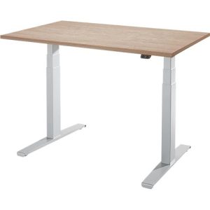 Schäfer Shop Select Schreibtisch LOGIN, elektrisch höhenverstellbar, Rechteck, T-Fuß, B 1200 x T 800 x H 645-1290 mm, Eiche-Dekor/weißaluminium Schäfer Shop Select Schreibtisch LOGIN, elektrisch höhenverstellbar, Rechteck, T-Fuß, B 1200 x T 800 x H 645-1290 mm, Eiche-Dekor/weißaluminium