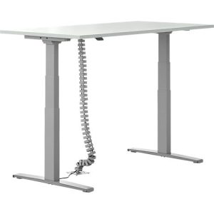 Schäfer Shop Select Schreibtisch Login, elektrisch höhenverstellbar, T-Fuß, B 1600 x T 800 x H 645-1290 mm, lichtgrau/weißalu + Kabelschlange, silber Schäfer Shop Select Schreibtisch Login, elektrisch höhenverstellbar, T-Fuß, B 1600 x T 800 x H 645-1290 mm, lichtgrau/weißalu + Kabelschlange, silber